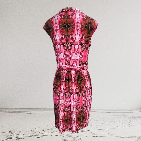 Laundry By Shelli Segal Pink Snakeskin Print Faux Wrap Dress Size 6 - Picture 4 of 6